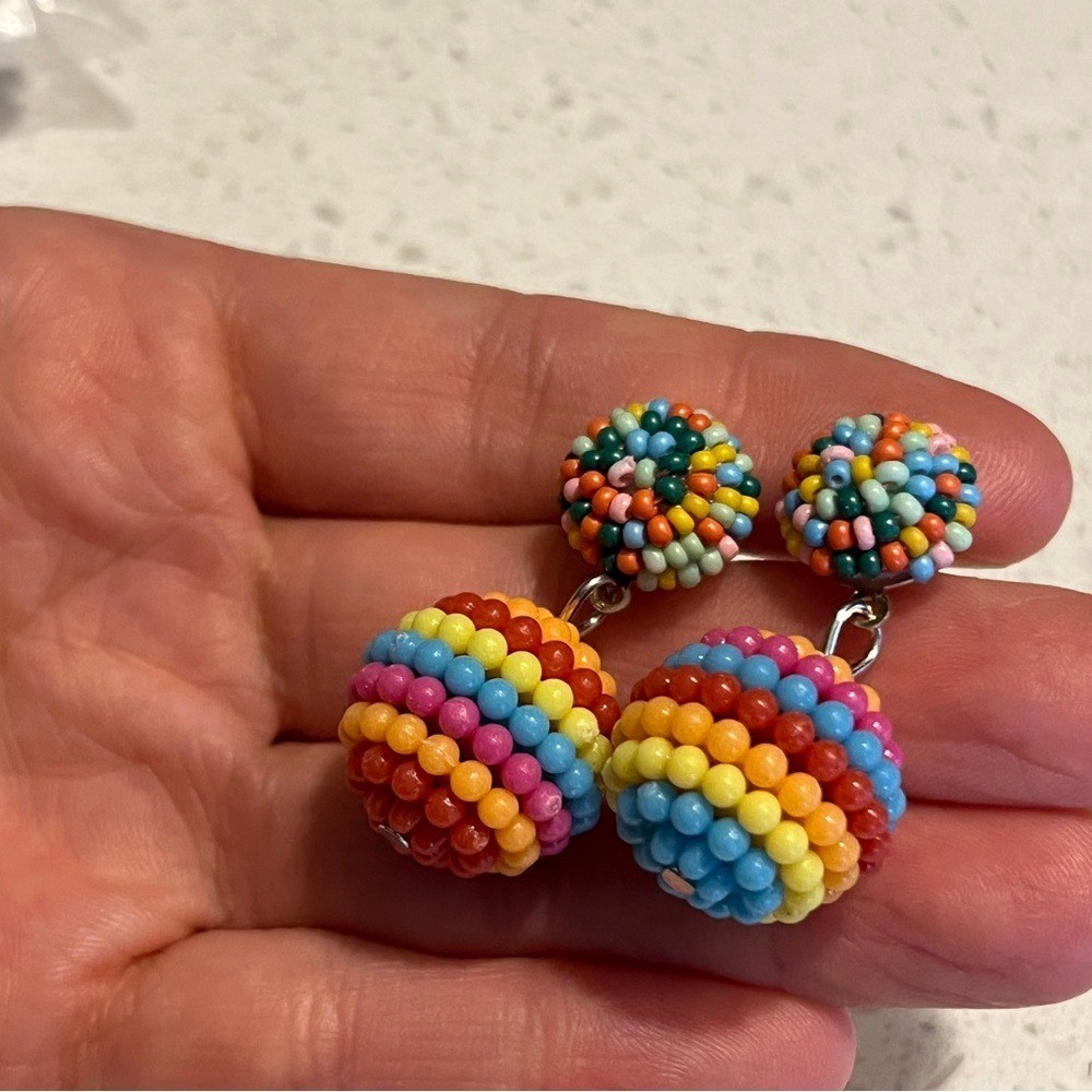 Colorful Beaded Drop Earrings – Rainbow Multicolor