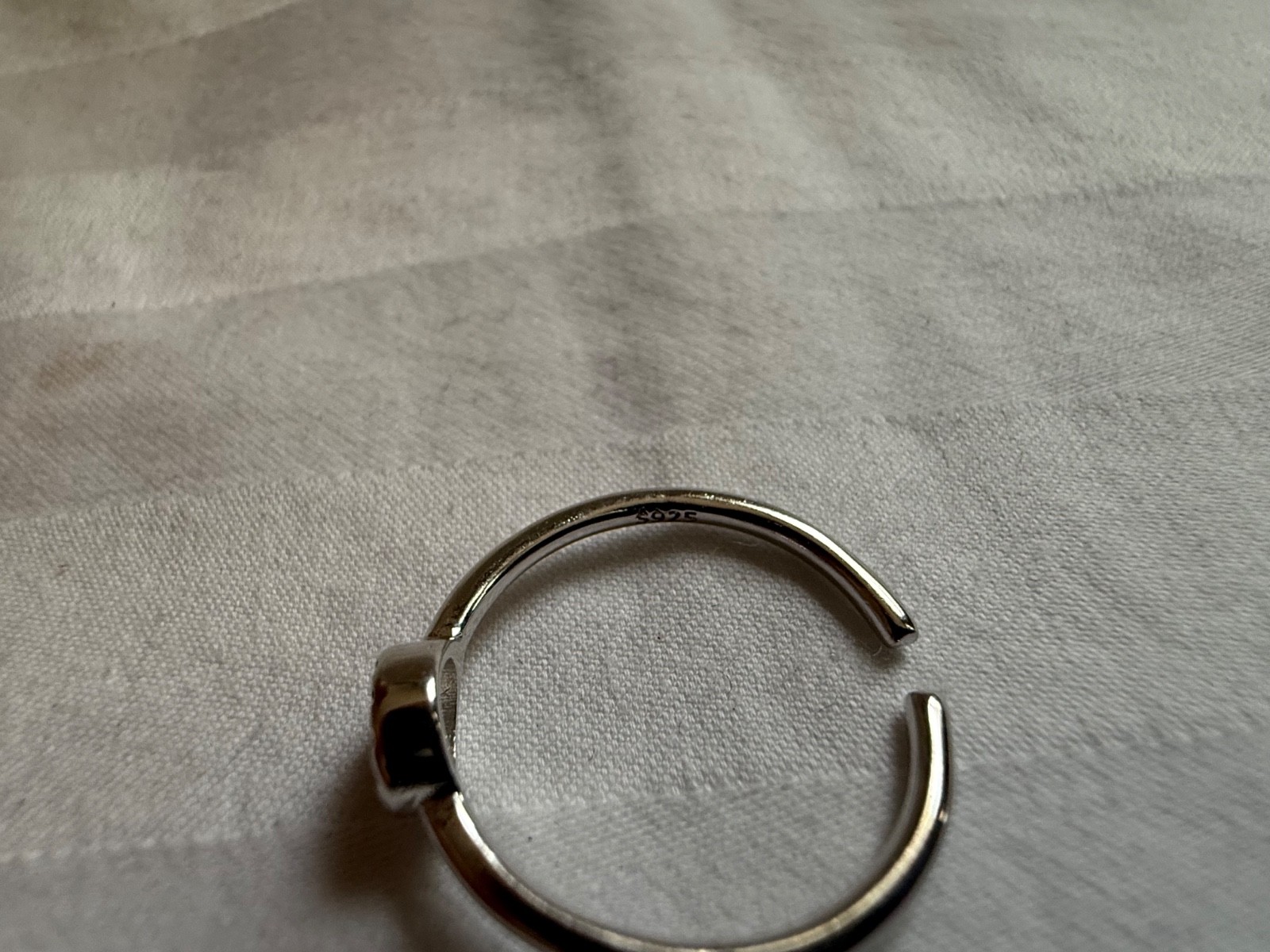 925 Sterling Silver Black & White CZ Pave Disc Adjustable Ring Modern Minimalist