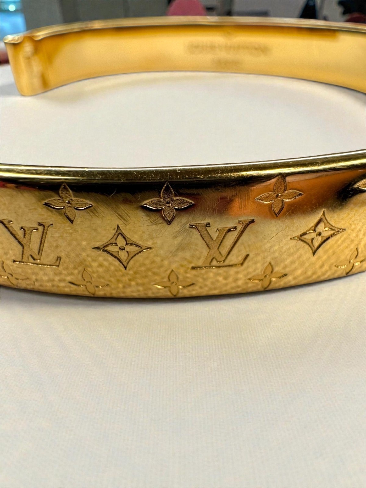Louis Vuitton Nanogram Monogram Bangle Bracelet M00251 LE4264 Gold Tone