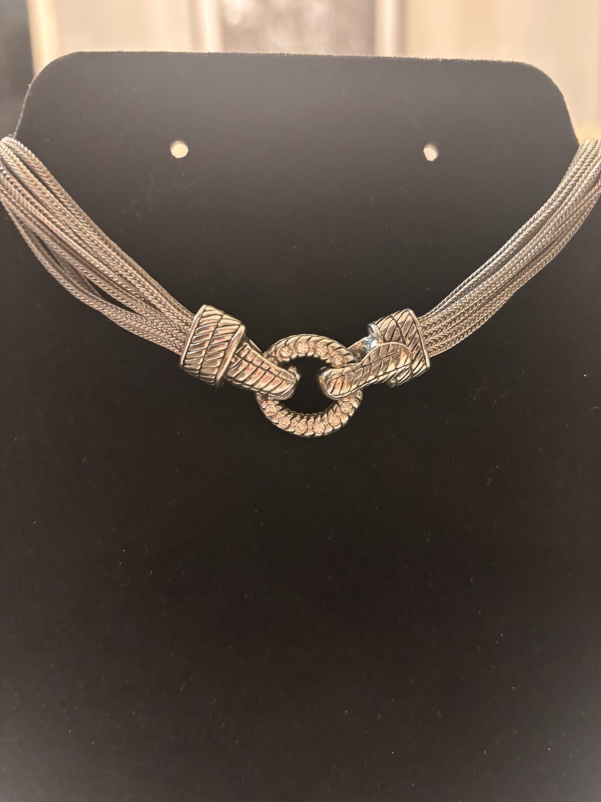 Retired Premier Designs Multi-Strand Necklace Confident Silver Reversable
