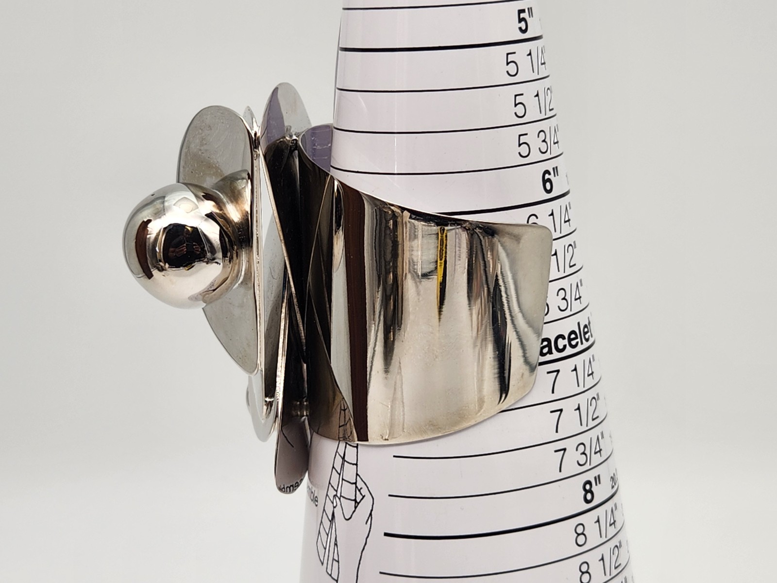 Alexis Bittar Big Bold Modernist Kinetic Silvertone Metal Cuff Bracelet
