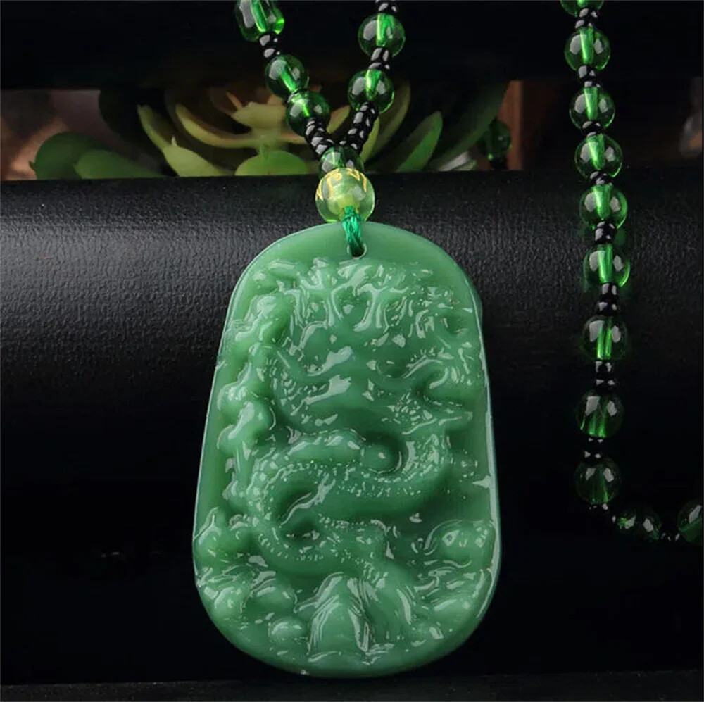 Fashion Green Phoenix Jade Pendant Necklace Chinese Amulet Lucky Jewelry Gift