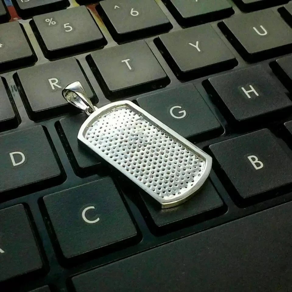 2Ct Round Cut Simulated Diamond Dog-Tag Pendant In 14K White Gold Plated
