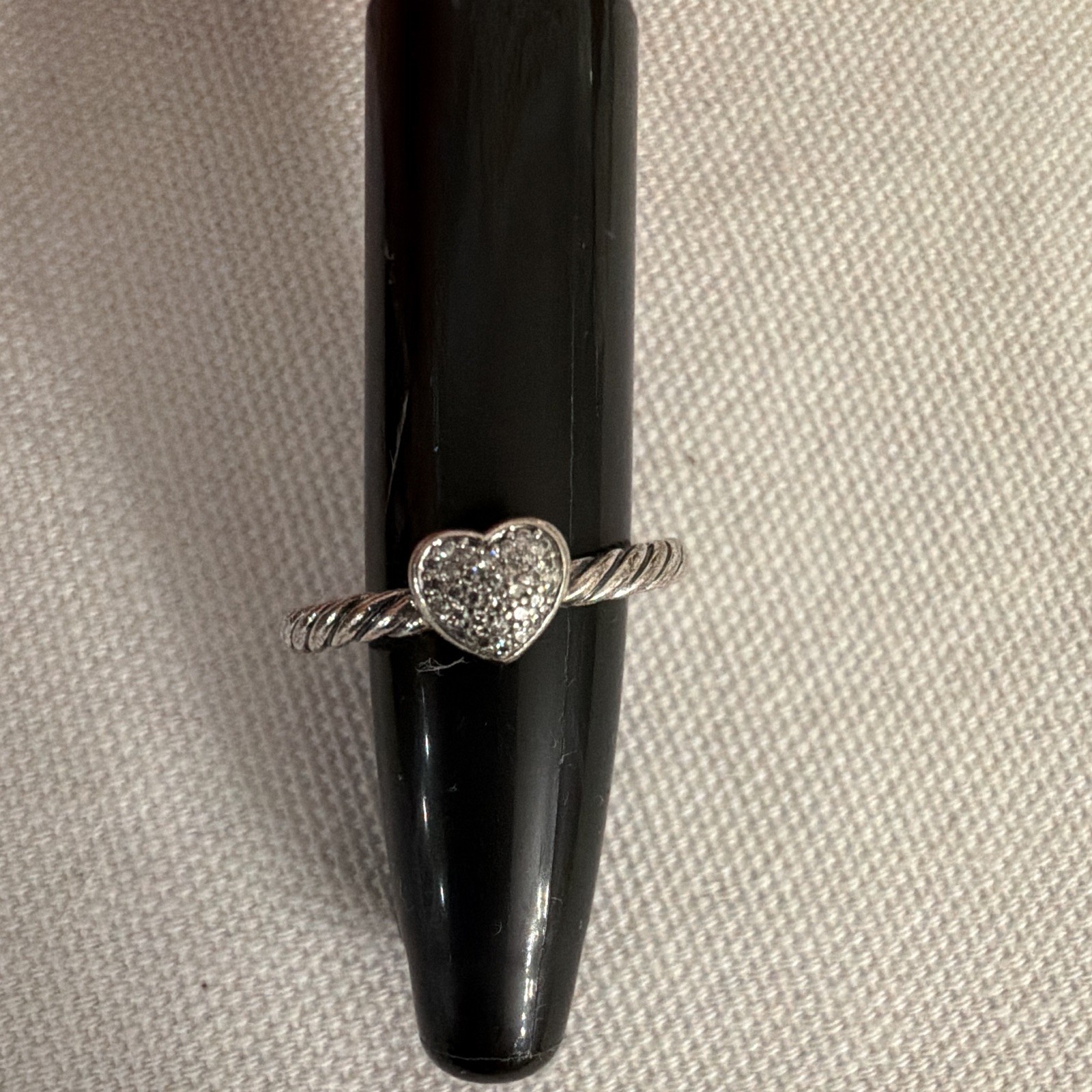 David Yurman Silver Tone Twisted Rope Band Heart Ring Size 6