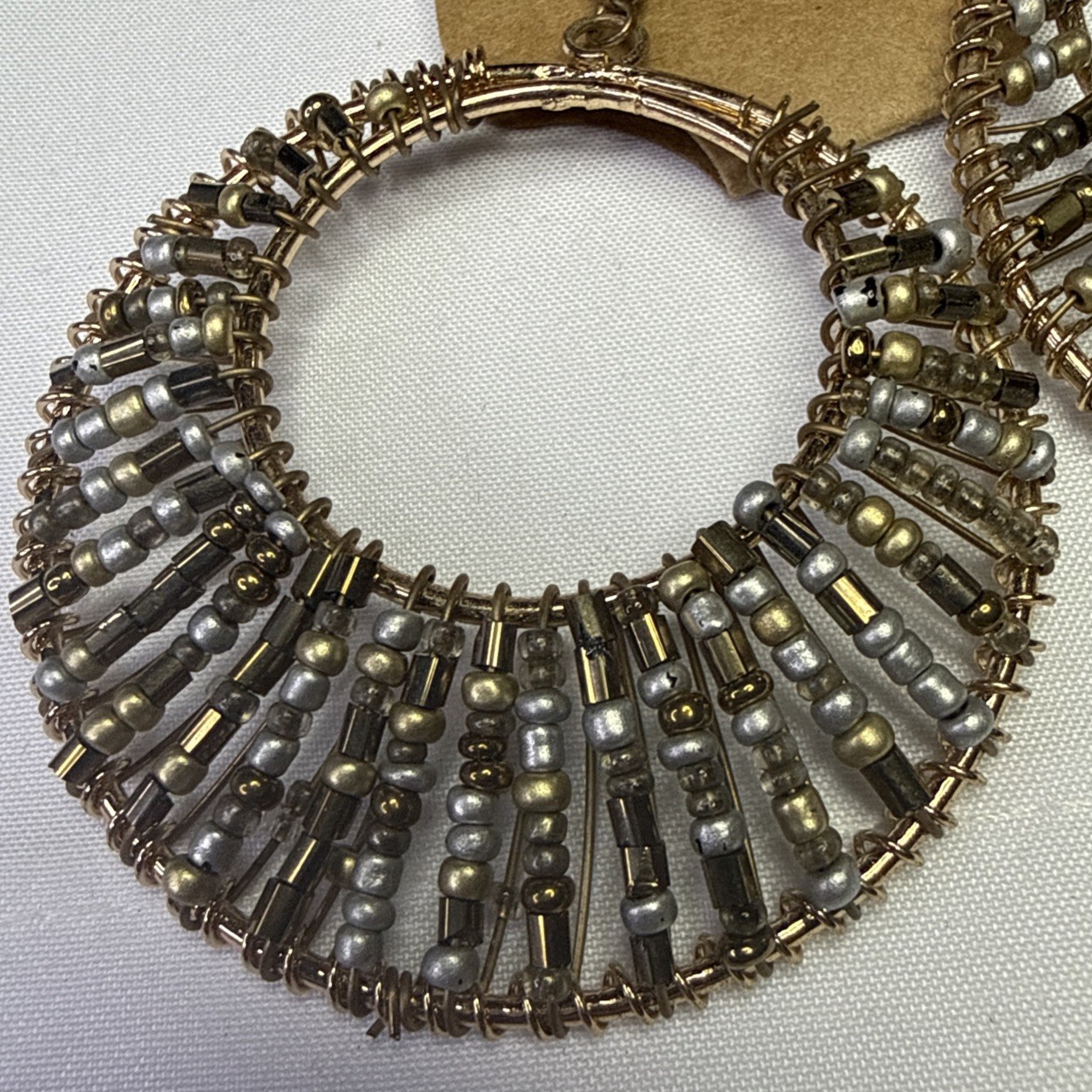 Paparazzi Dangling “Elara” Gold, And Silver Beaded Circled Earrings ￼