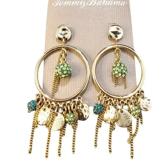 Tommy Bahama Gold Plated Green Starfish Abound Statement Earrings NWT MSRP $68