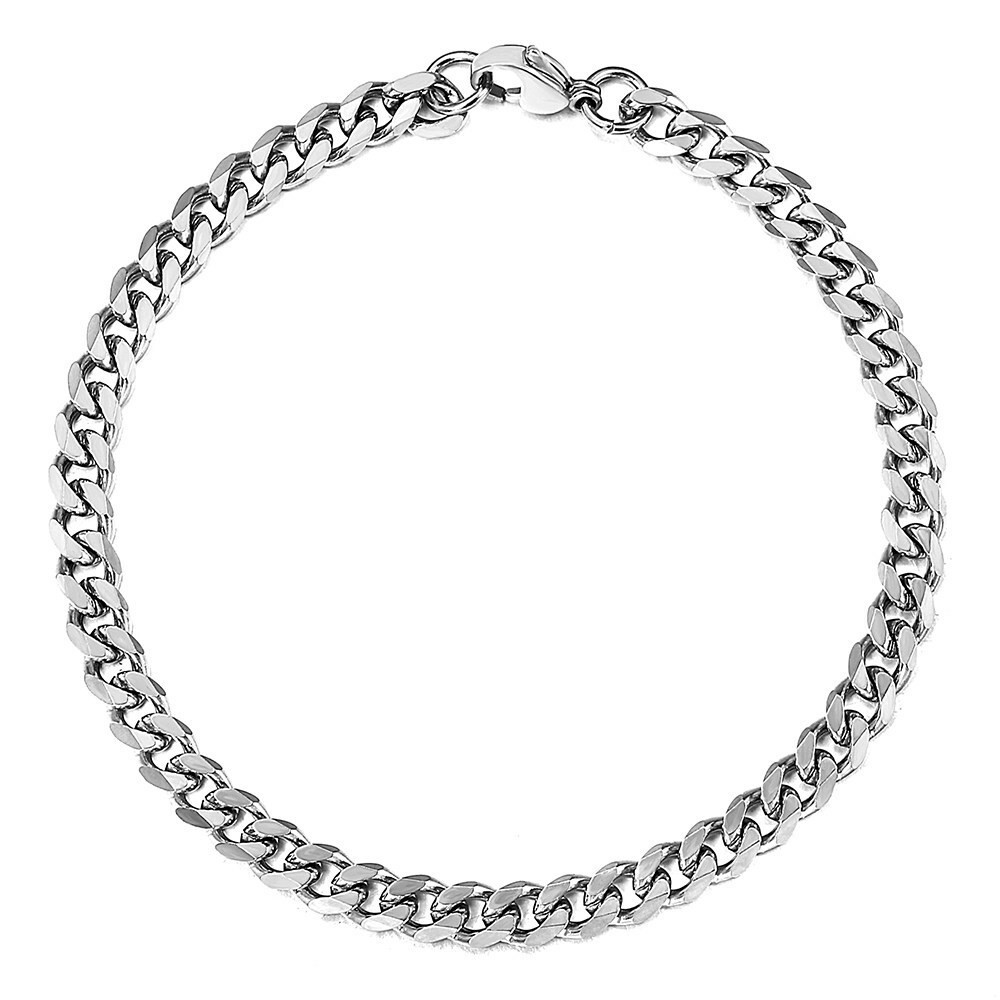 3/5/7/9/11mm Silver Curb Cuban Stainless Steel Bracelet Men Link Chain 7-11inch