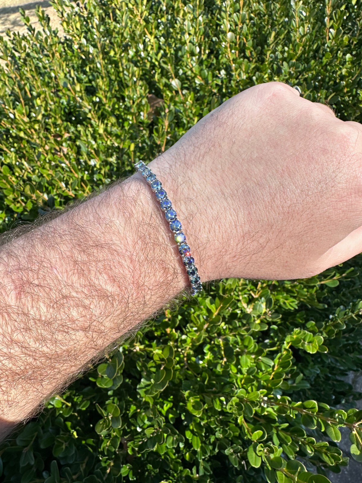 Real Iced Dark Blue MOISSANITE 5mm Tennis Bracelet 925 Silver Passes Tester GRA