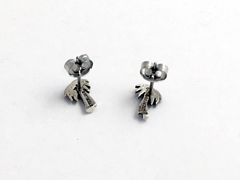 Sterling Silver & Surgical Steel palm tree stud earrings-beach, tropics, palms