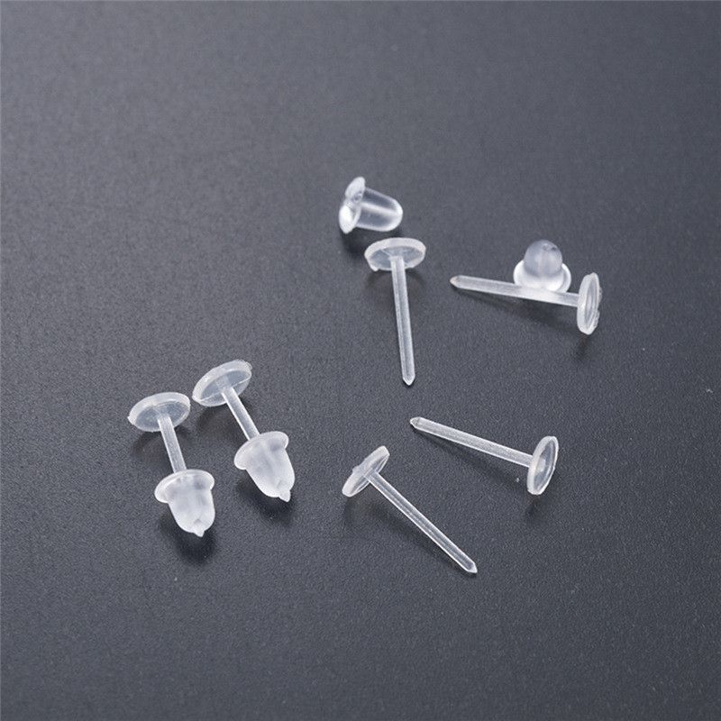 Stud Head Earring Retainers Stud Nose Ear 50Pcs Replacement Ear Clear Flat Stud