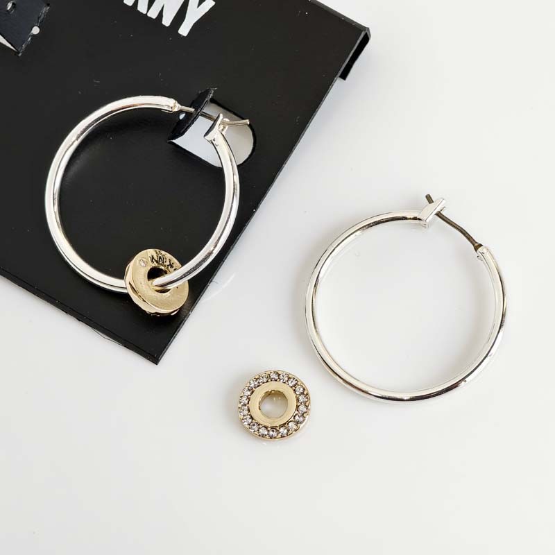 New DKNY Charm Convertable Hoop Earrings Gift Chic Women Party Vacation Jewelry
