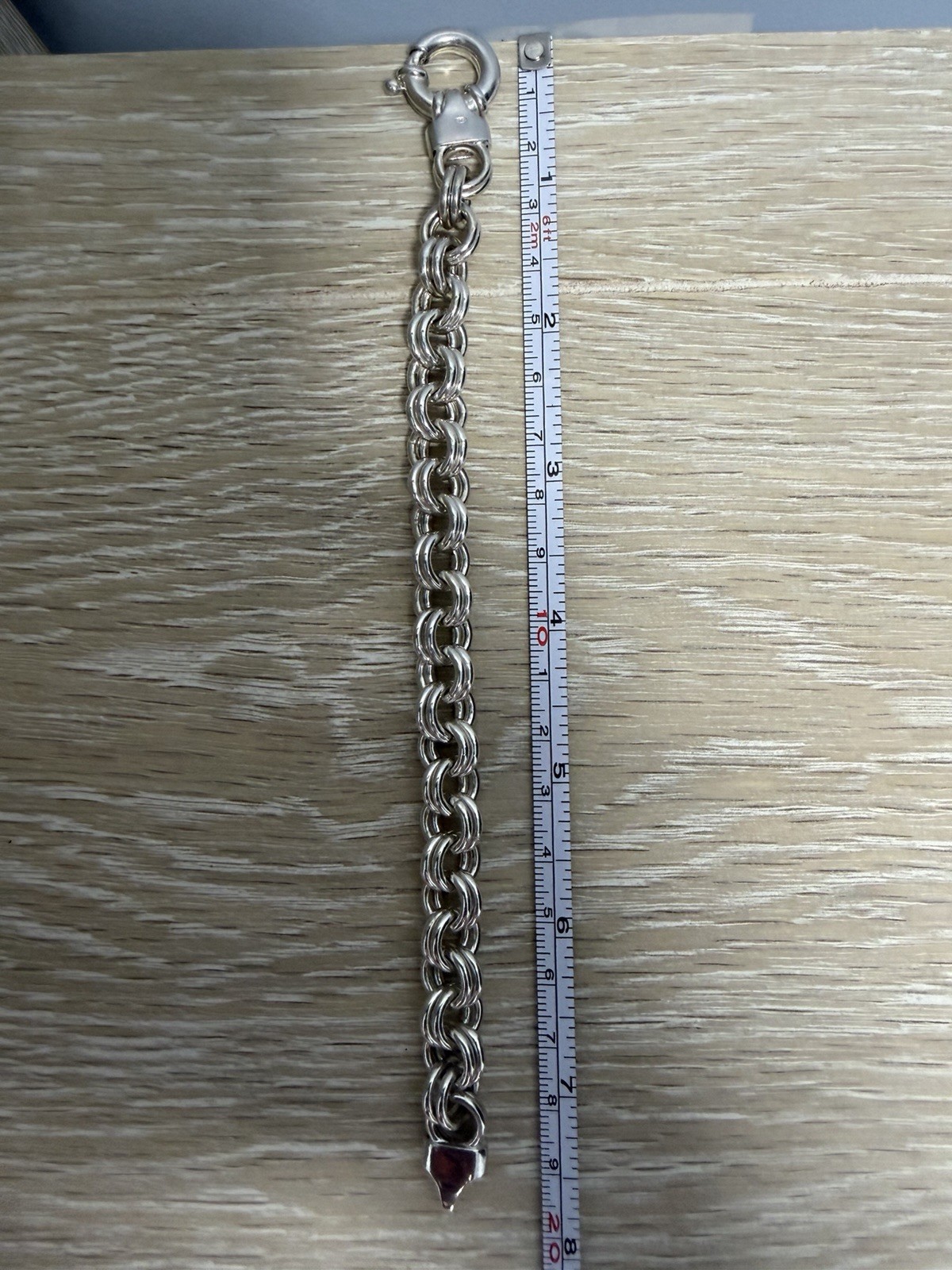 Heavy Sterling Silver Double Curb Link Chain Bracelet with Toggle Clasp