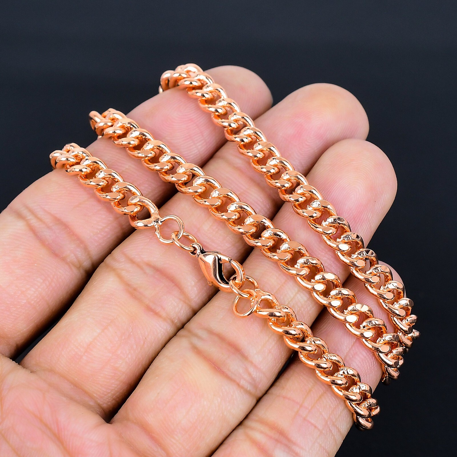 Vintage Copper Large Curved Copper Chain Hook Closure Necklace 20.5″ QN-002