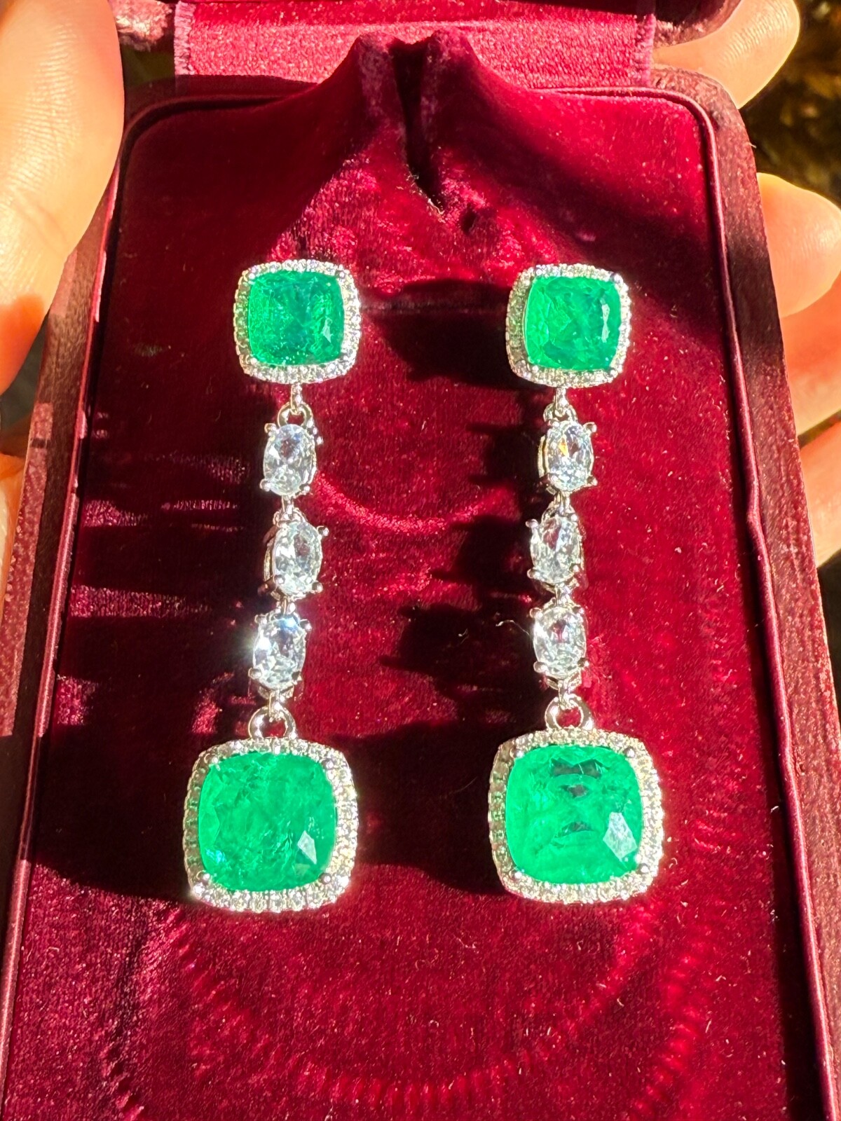 Star Of Hollywood, Emerald Dangle Drop Earrings