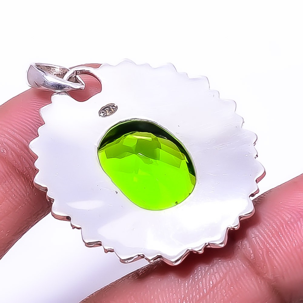 Peridot Fine Art 925 Sterling Silver Pendant 1.76″, Christmas Gift P20576