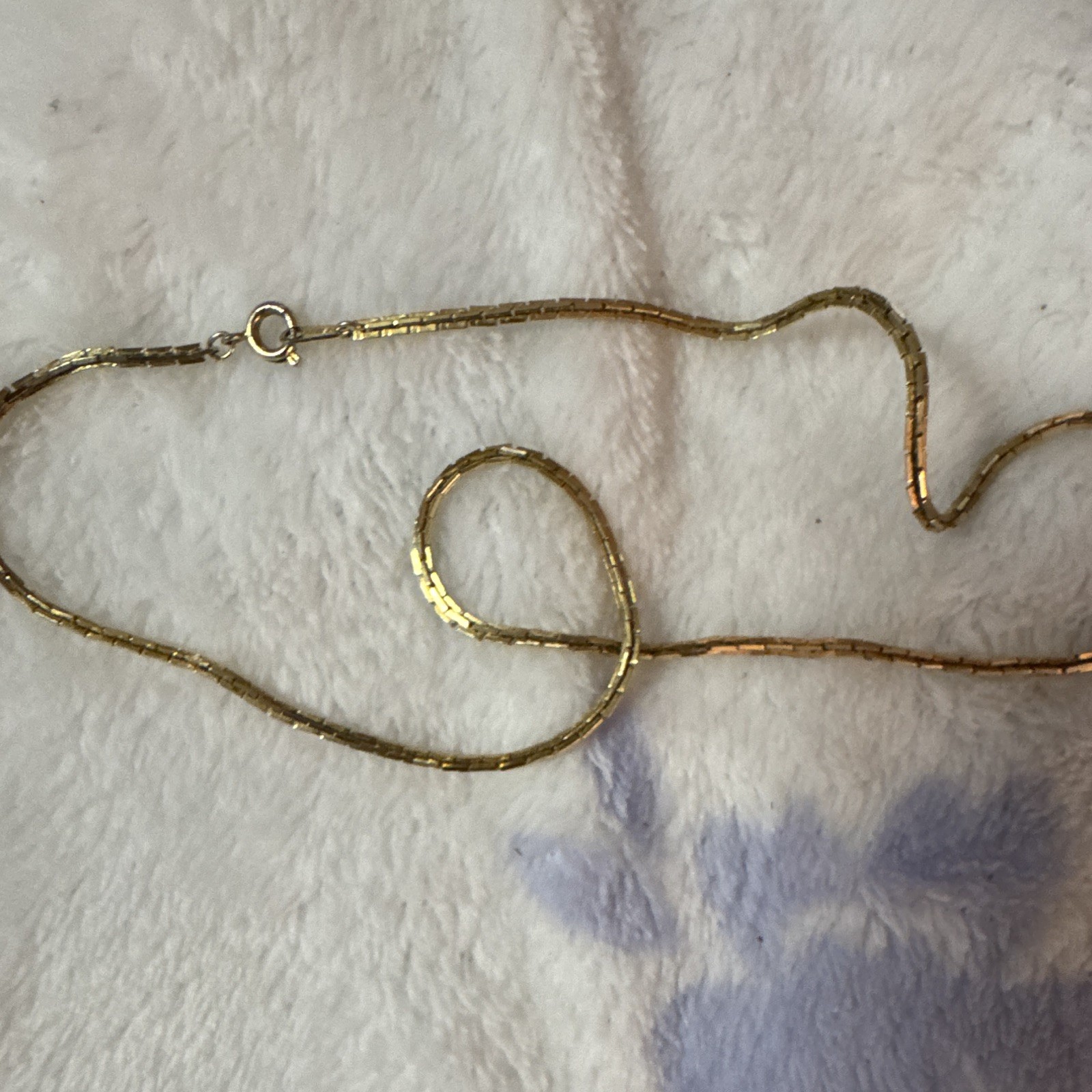 Gold Tone Box Chain Necklace Spring Ring Clasp Signed Korea-Sourced