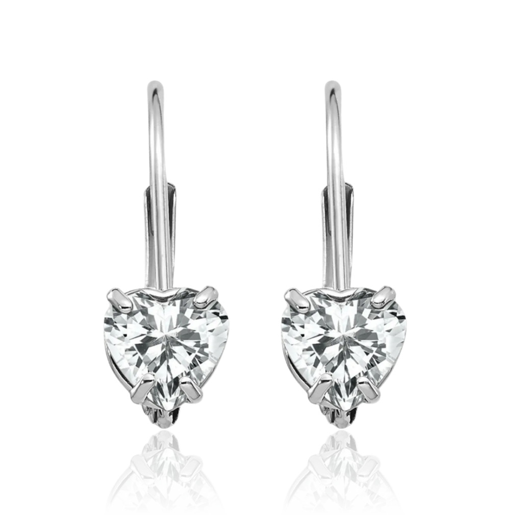 14K Solid White Gold 0.50 ct Cubic Zirconia Small Drop Earrings 17mm 5/8 inch