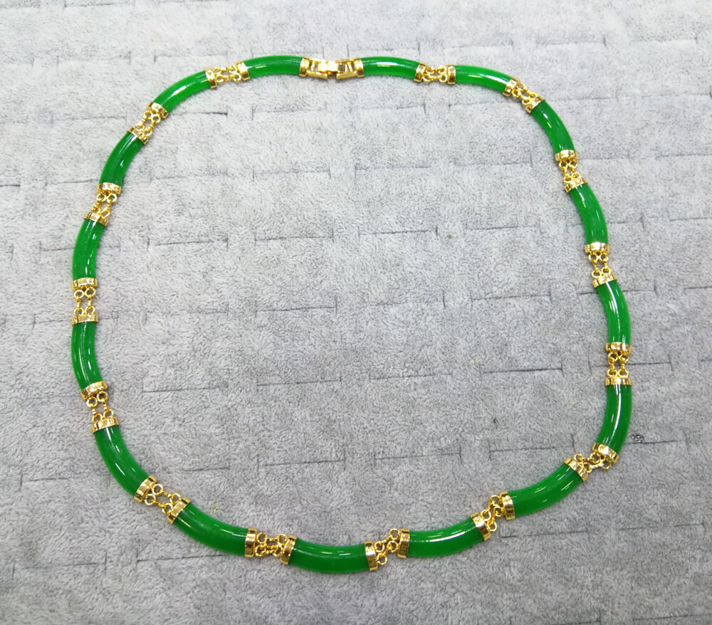 Green Red Purple White Yellow Jade Black Agate Gold Plated Link Necklace Women