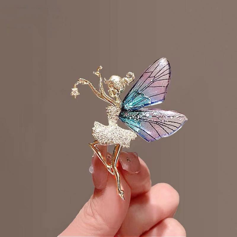 Vintage Art Nouveau Style Fairy Beauty Brooch Shawl Pin Pendant Luxery Jewelry
