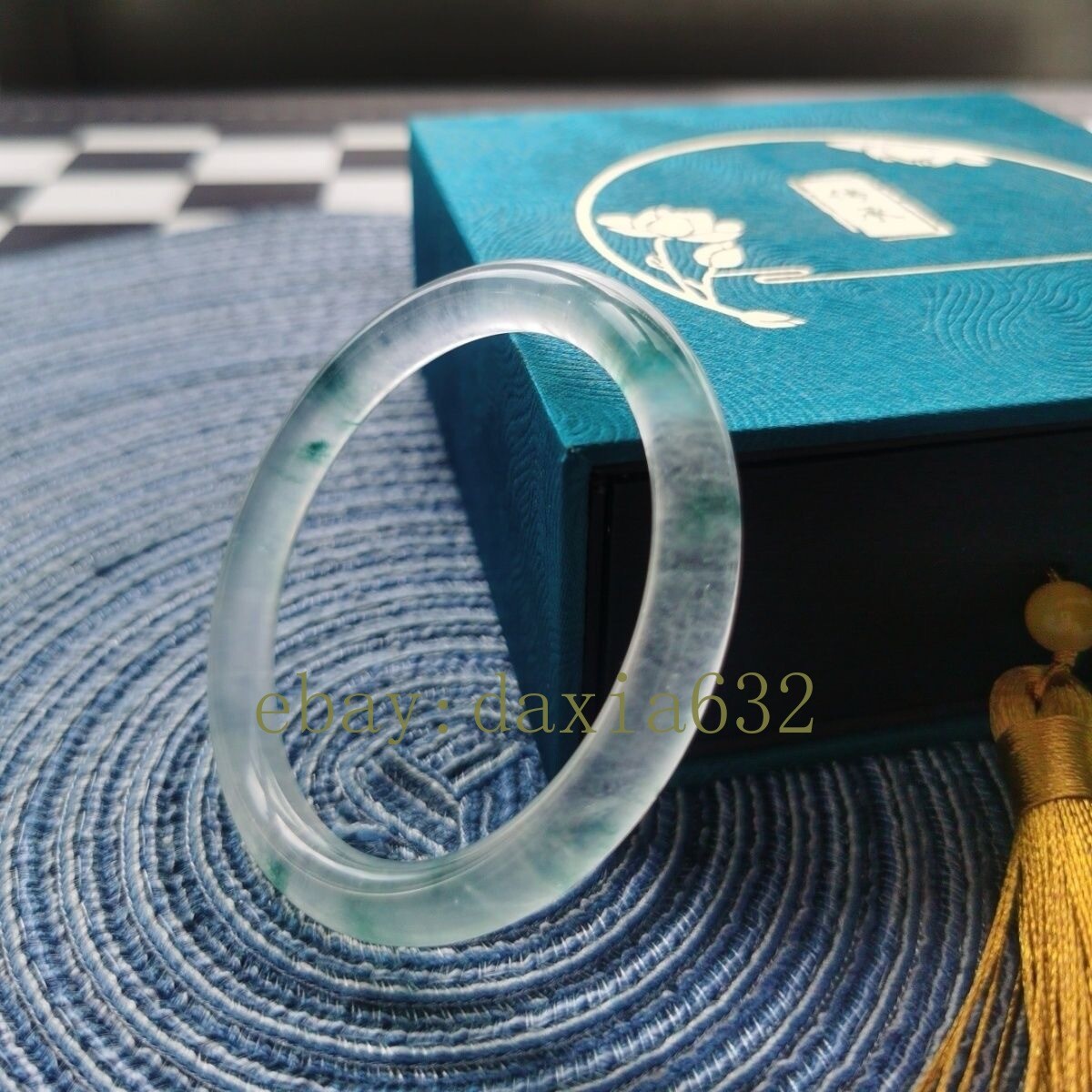 Certificate Natural Burmese emerald bracelet with floating blue flower bracelet