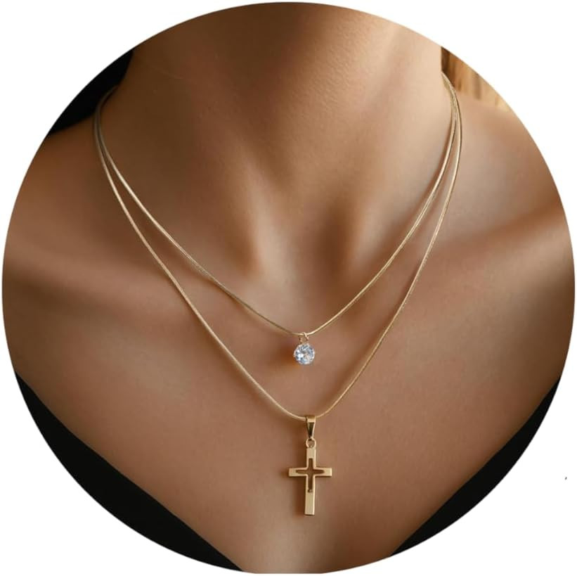Dainty 18K Gold Cross Necklace for Women – Non-Tarnish Choker Pendant