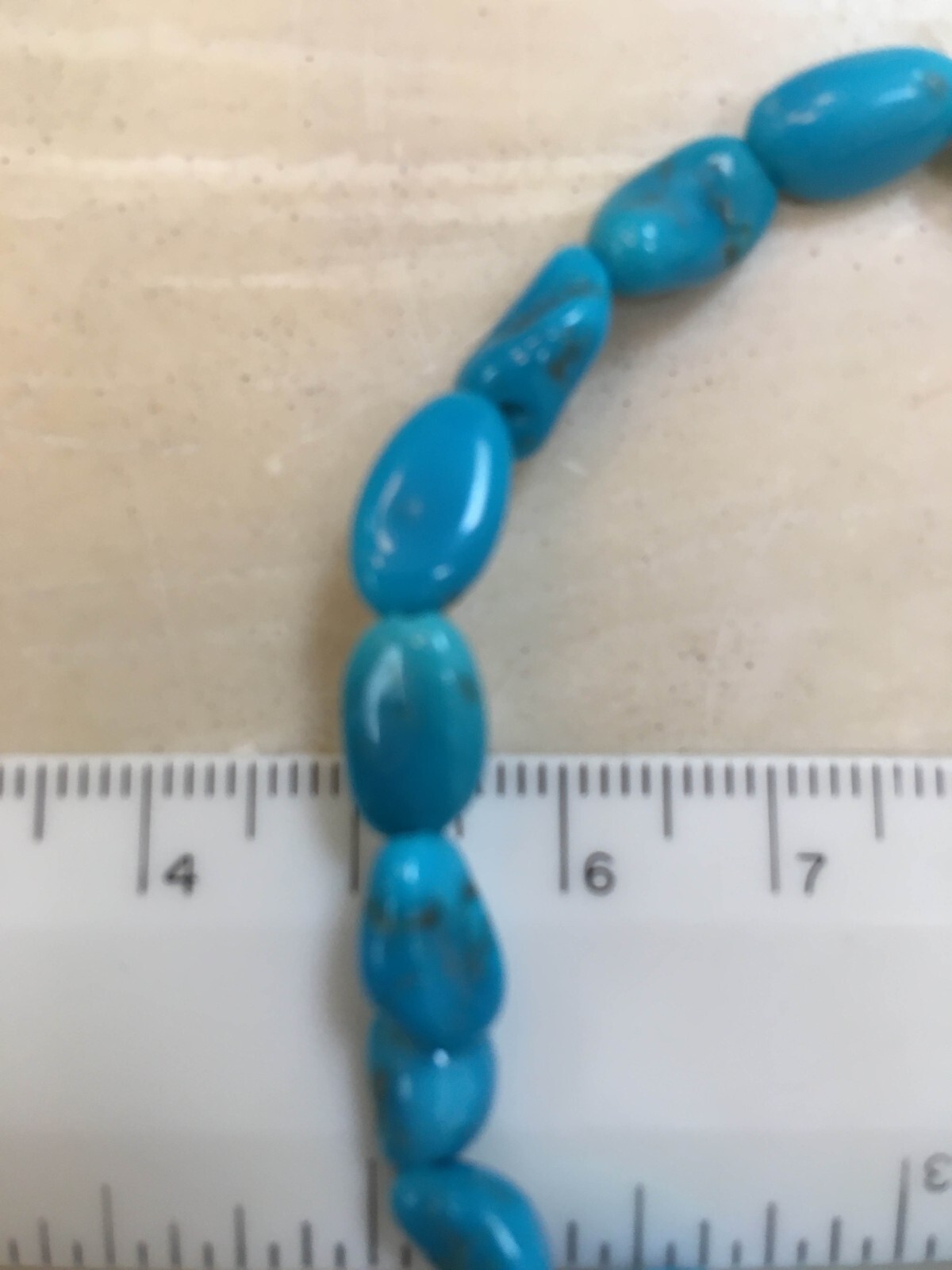 New Sleeping Beauty Turquoise 6 mm Bead Stretch Bracelet from Saks 6 5/8 to 8 in