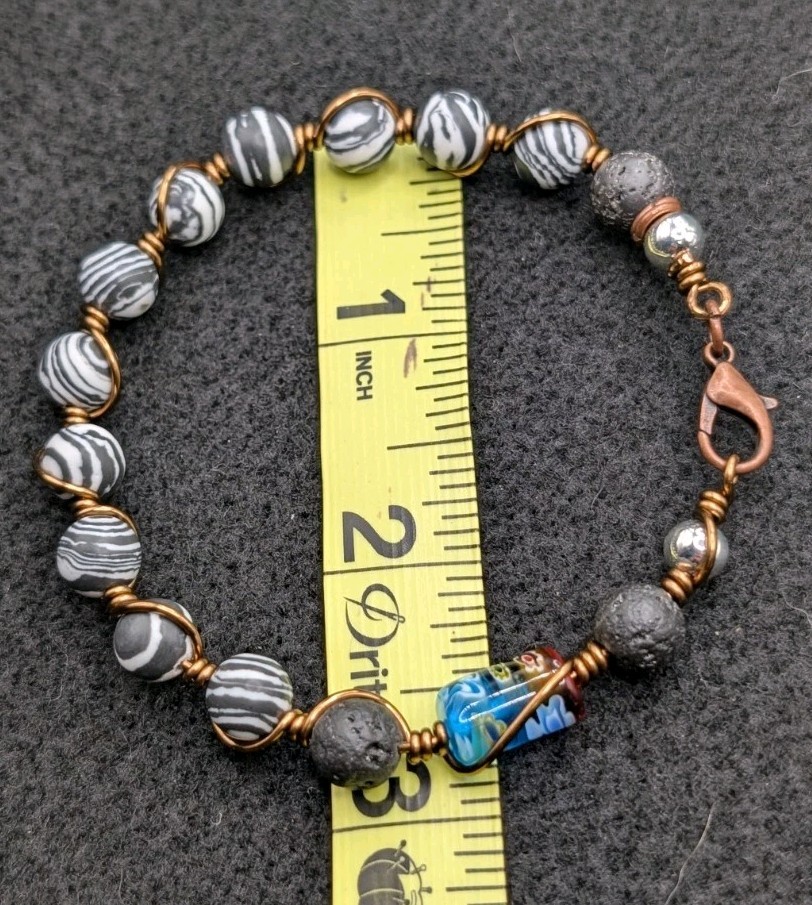 Stylish Fun Mixed Beaded Wire Wrapped Bracelet Clasp (18cm) 7″ M Wrist
