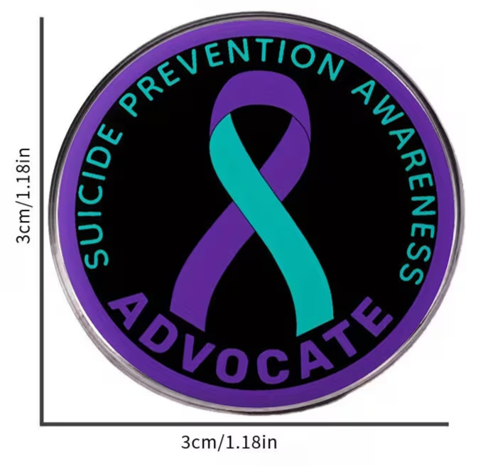 Suicide Prevention Awareness Advocate – 1.18″ Round Resin & Enamel Pin – NEW