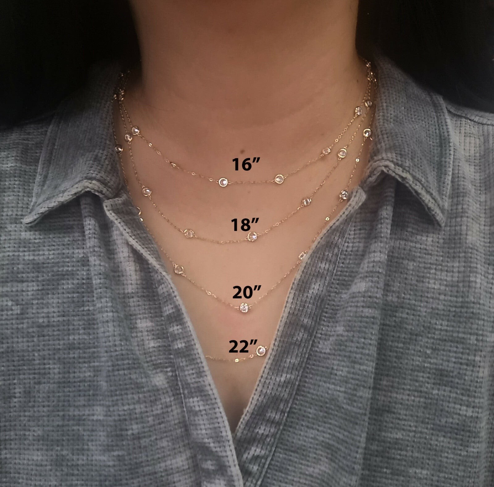 14k Gold Cubic Zirconia CZ by the yard 16” up to 42″ Necklace