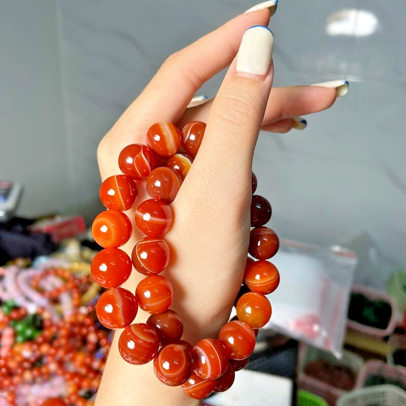 Natural Carnelian Elastic Stretch Bracelet 8mm Round Crystal Gemstone Beads