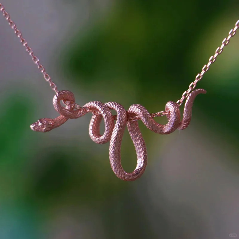 925 Sterling Silver Snake Necklace Pendant Winding Punk Hip Hop Jewelry Gift New