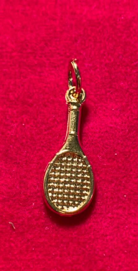 14 KT GOLD PLATED TENNIS RACKET CHARM PENDANT ONE 1/8THS INCH HIGH-404