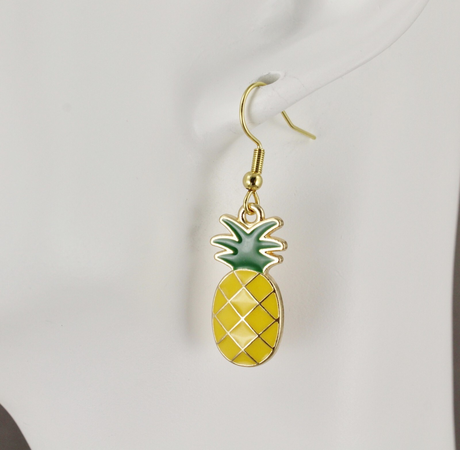 Pineapple earrings dangle lightweight earrings yellow green hawaiian fruit
