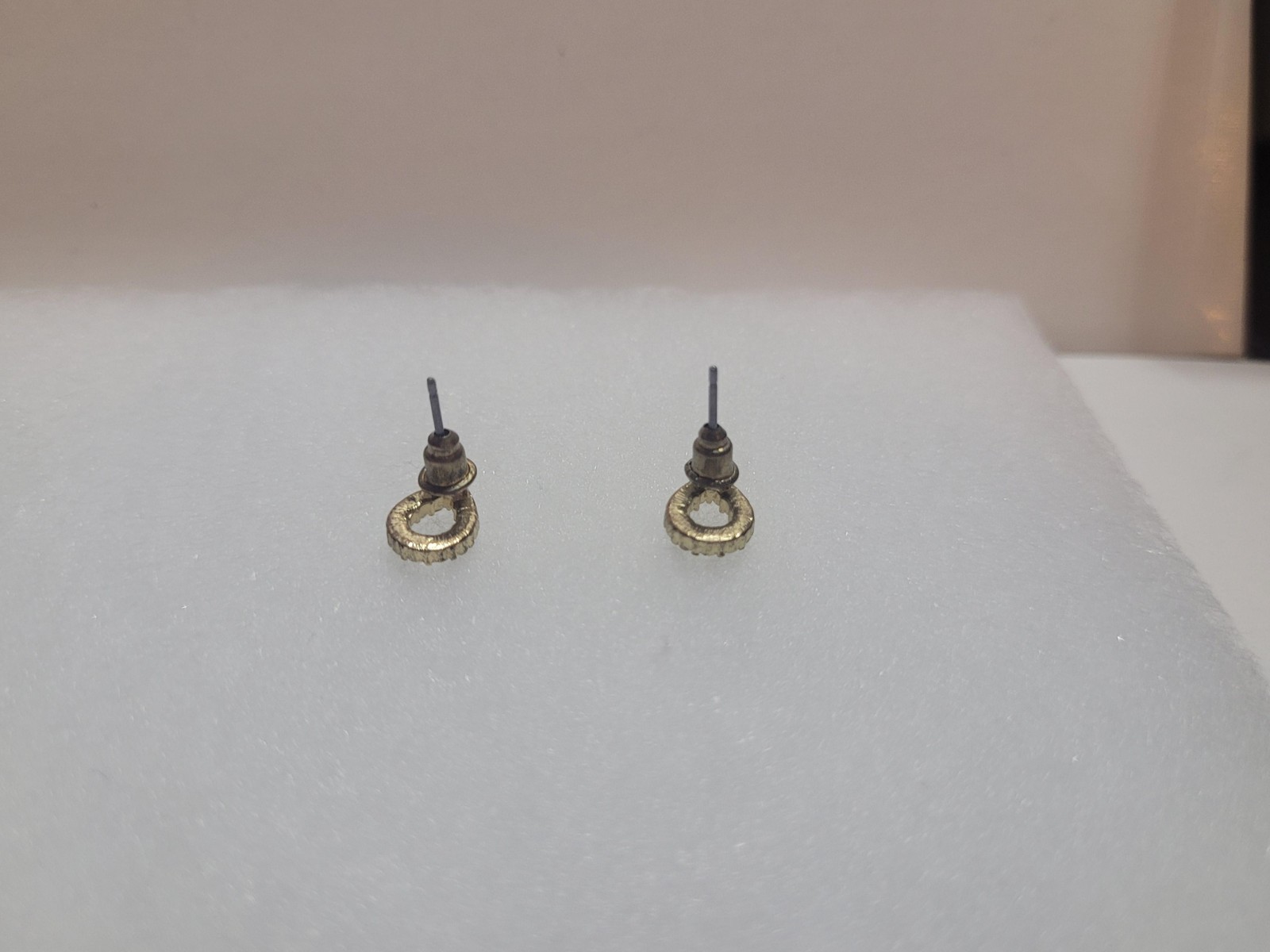 Gold Tone Rhinestone Pavé Open Circle Stud Earrings Womens Fashion Jewelry