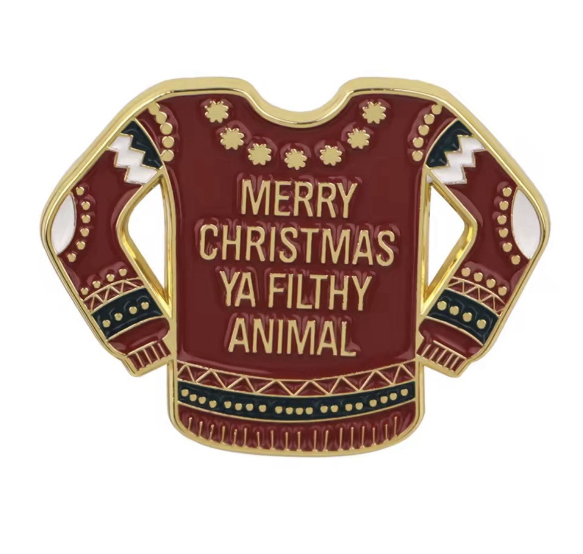Movie Christmas Sweater Style 1pc Filthy Animals Pin Rubber Back FREE SHIPPING
