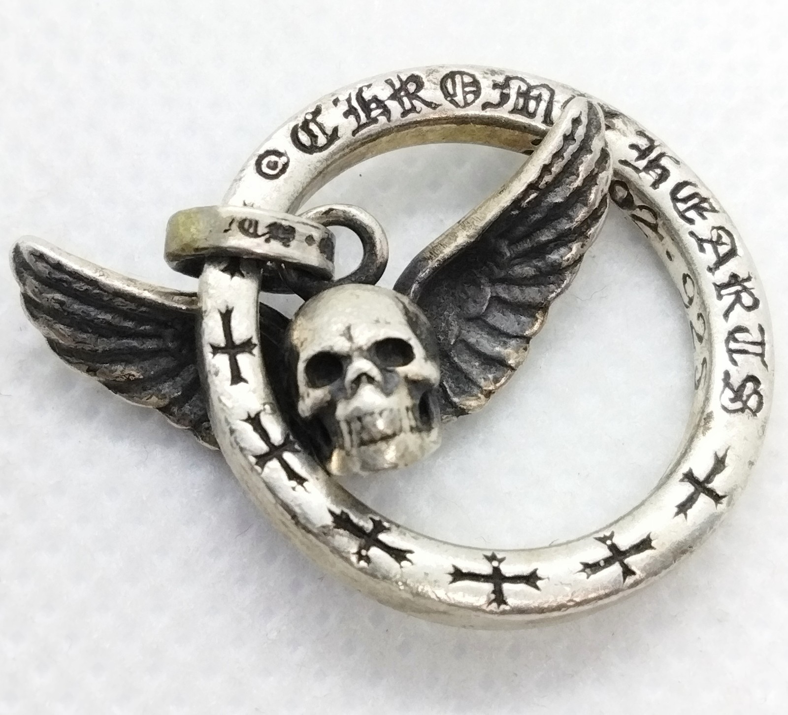 Chrome Hearts Sterling Silver Mahalia FOTI Skull Wings Ring Size 7 2002 G2U