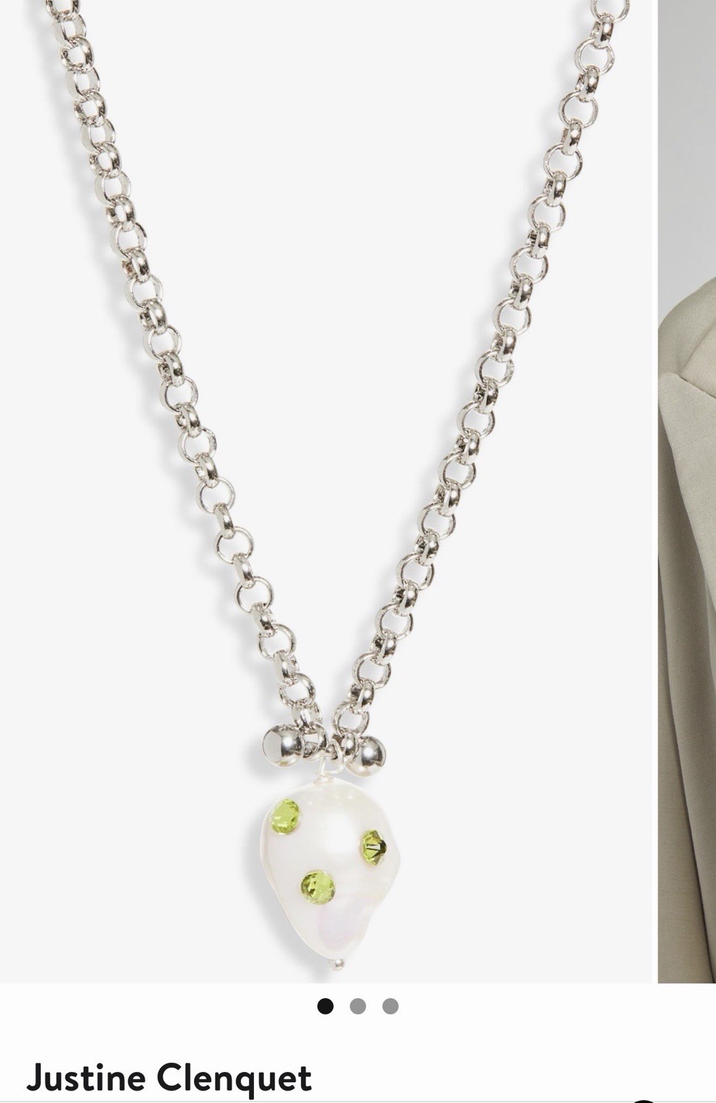 Justine Clenquet “Joan” Necklace – Freshwater Pearl And Crystal Pendant/ France