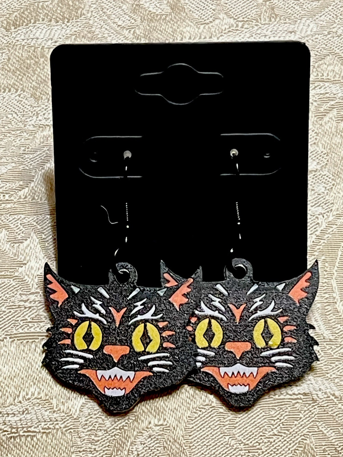Black Cat Spooky Fun Halloween Acrylic Black Boho Festival Earring Set