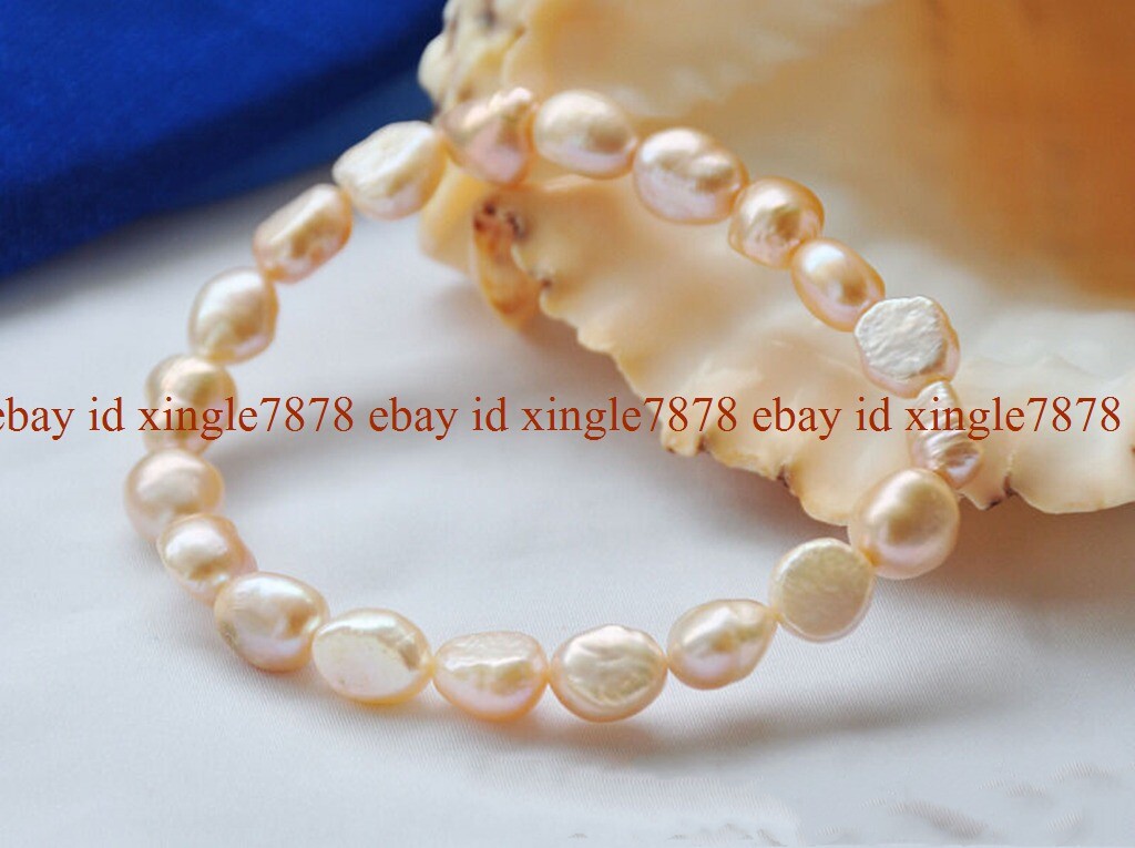 Natural 8-9mm Multicolor Baroque Freshwater Pearl Bracelet 7.5inches