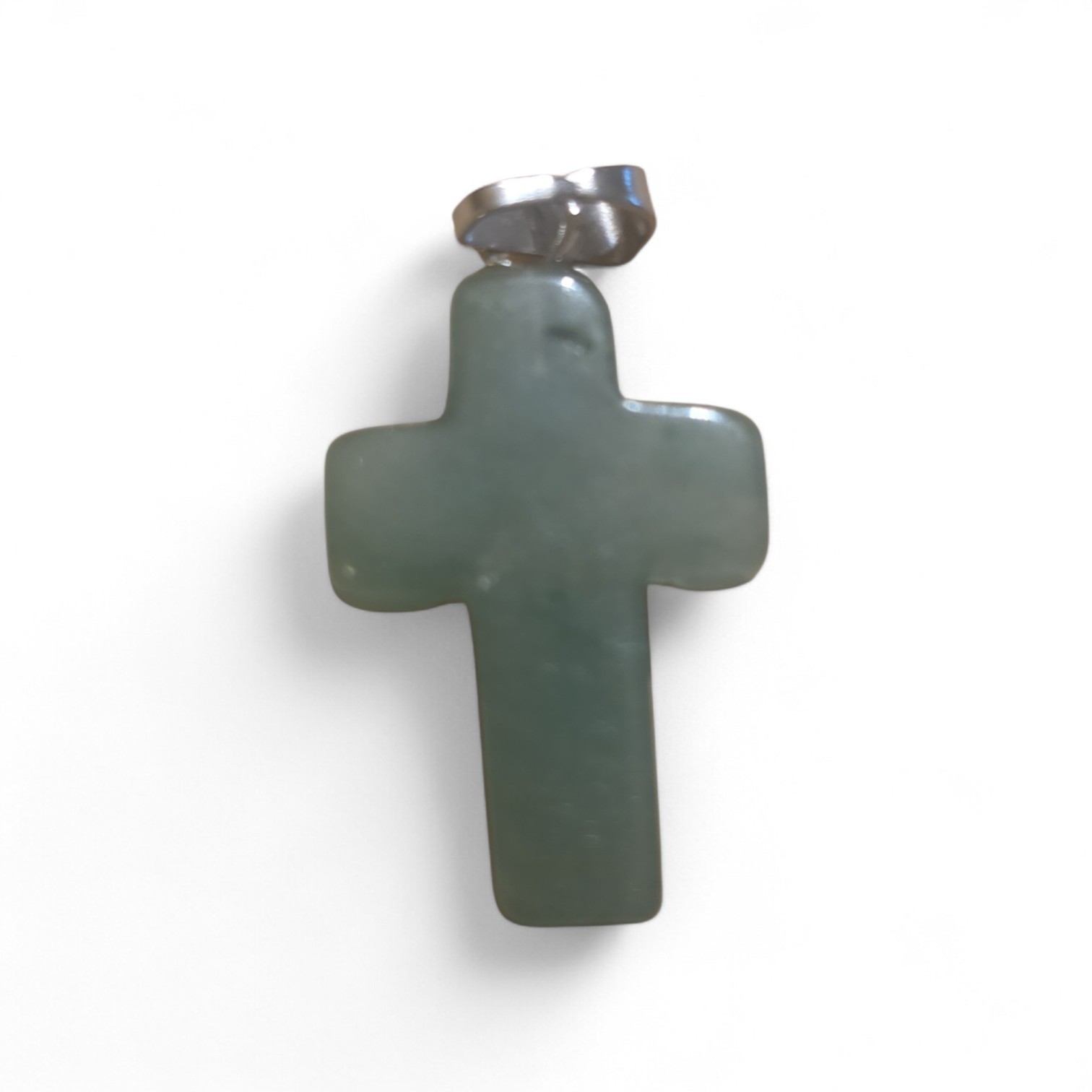 Green Aventurine Natural Gemstone Handmade Cross Pendant 1 X 1/2 inch