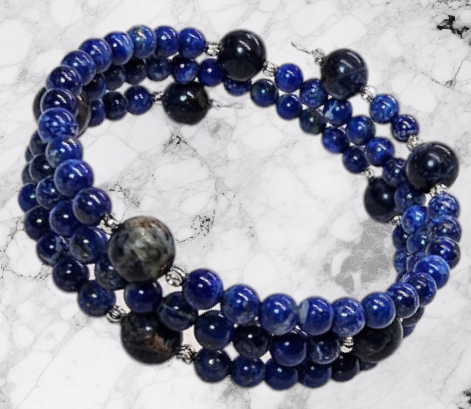 Natural Lapis Lazuli 5.5mm & Sodalite 8.5mm Crystal Bracelet