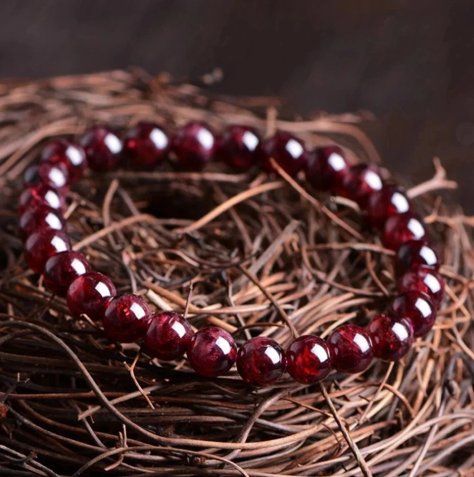 Natural Red Garnet Stretch Bracelet January Birthstone Healing Crystal Gifts