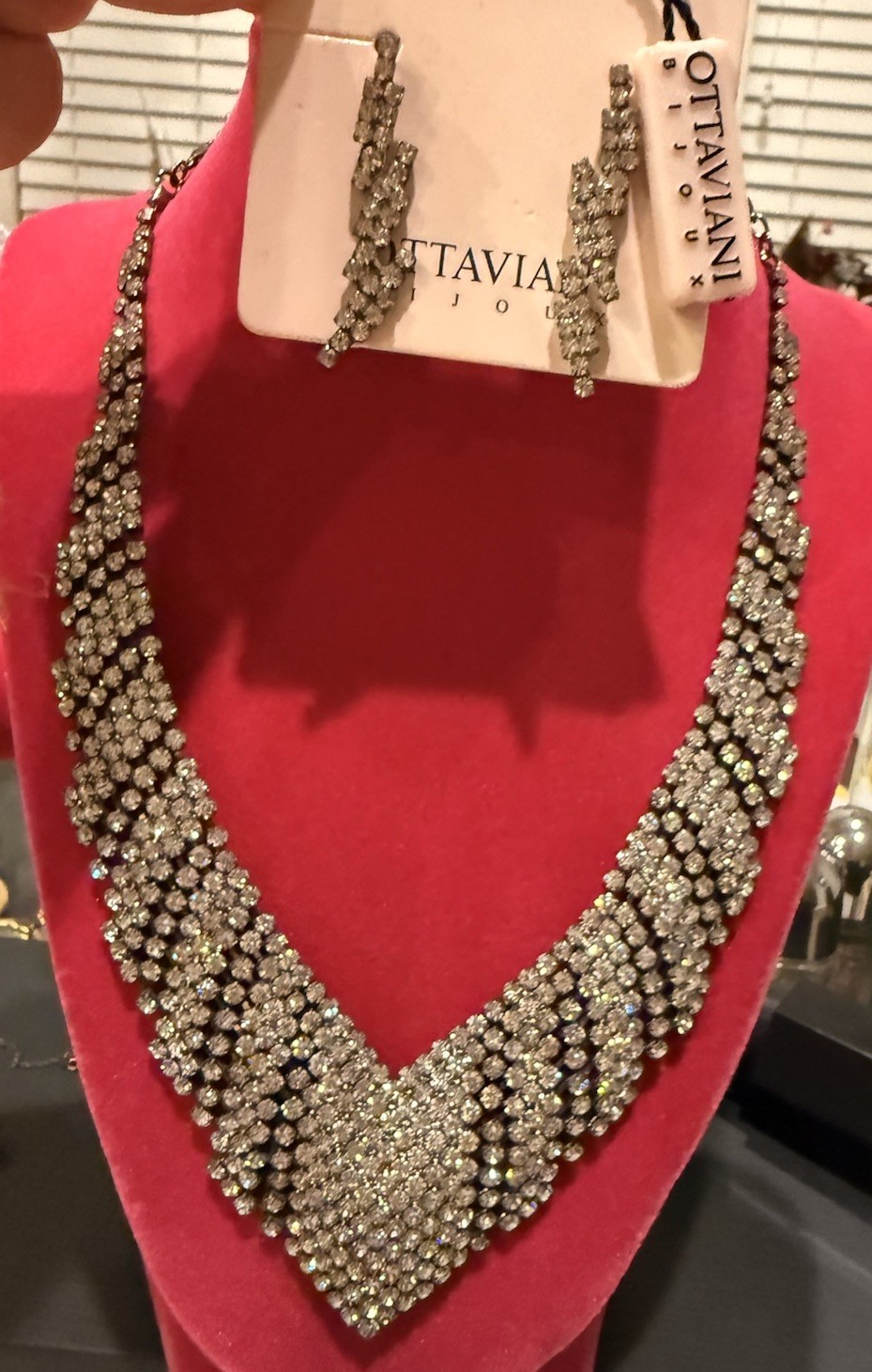 Ottaviani Bijou NEW Necklace &Earrings Set Fancy Upscale Swarovski Made In Italy
