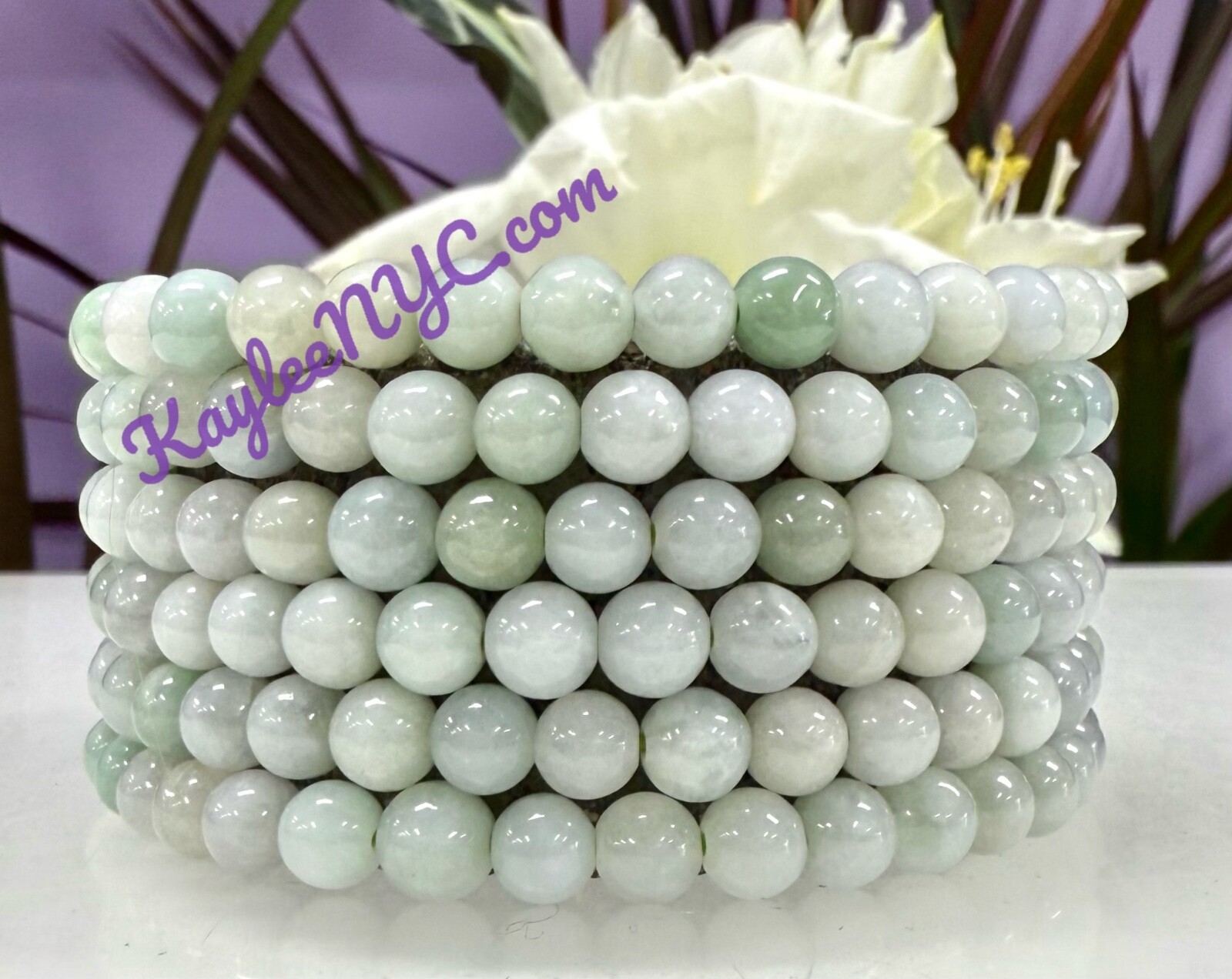 Wholesale Lot 6 Pcs Natural Jade 5.5mm 7.5” Crystal Healing Stretch Bracelet