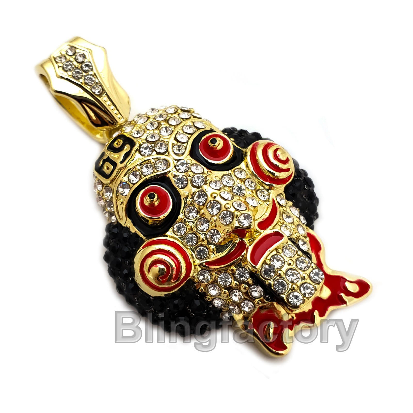 Hip Hop Iced Large Jigsaw Pendant & 18″ Iced Rollie Link Choker Chain Necklace
