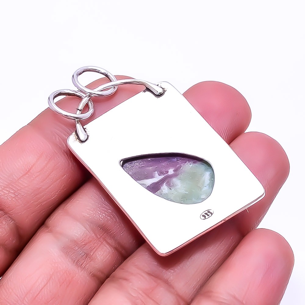 Ruby With Zoisite – Tanzania Oxidised 925 Silver Pendant 1.76″ P17