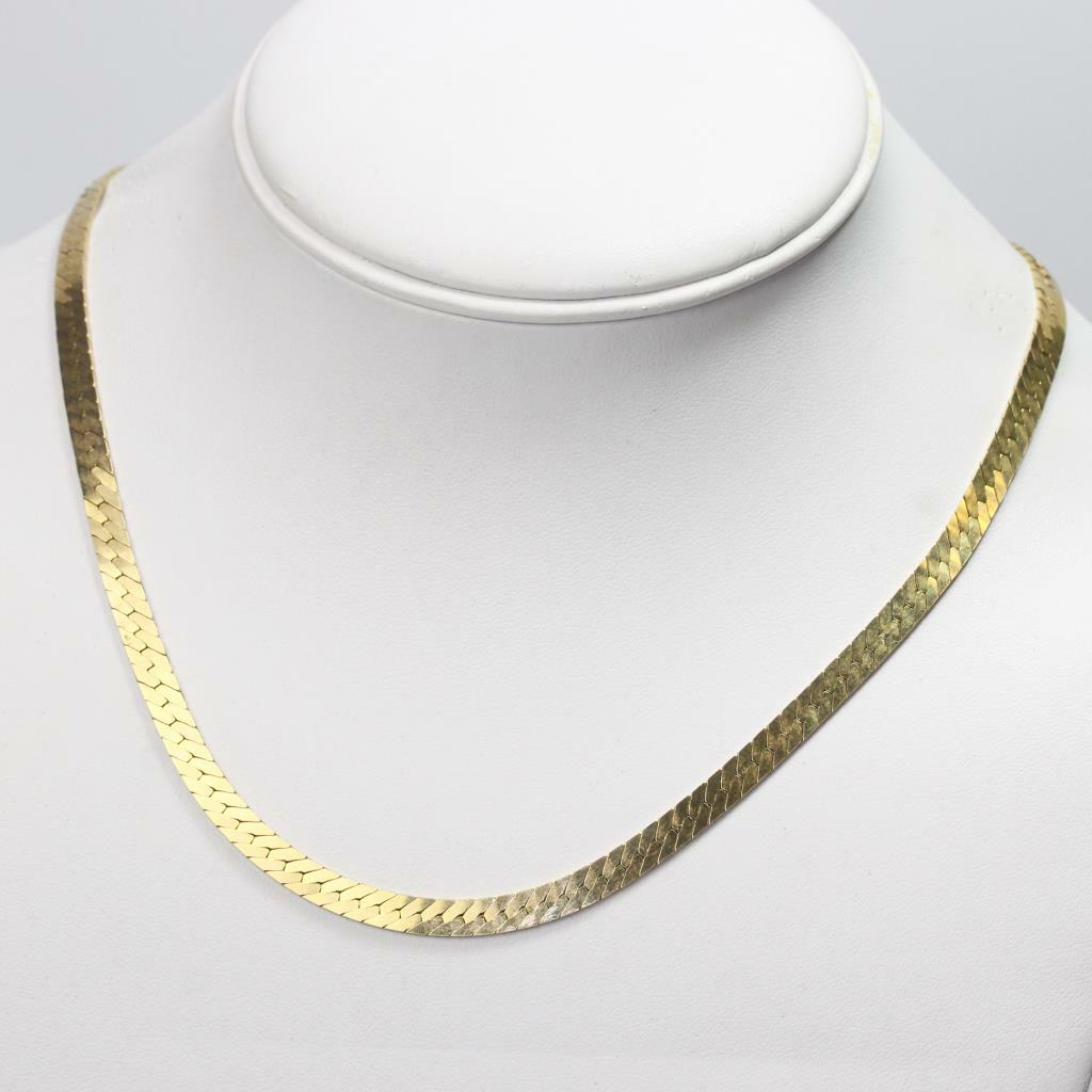 Genuine 18K Yellow/Rose/White Gold Filled 16″ – 24inch Flat Snake Chain Necklace