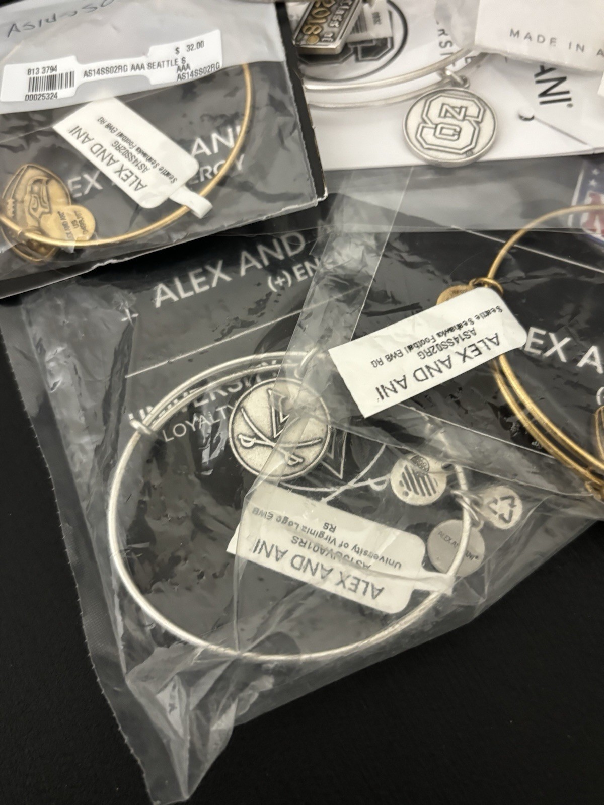 Alex and Ani 9pc NWT Mixed Lot Gold & Silver Tones Charm Bracelets