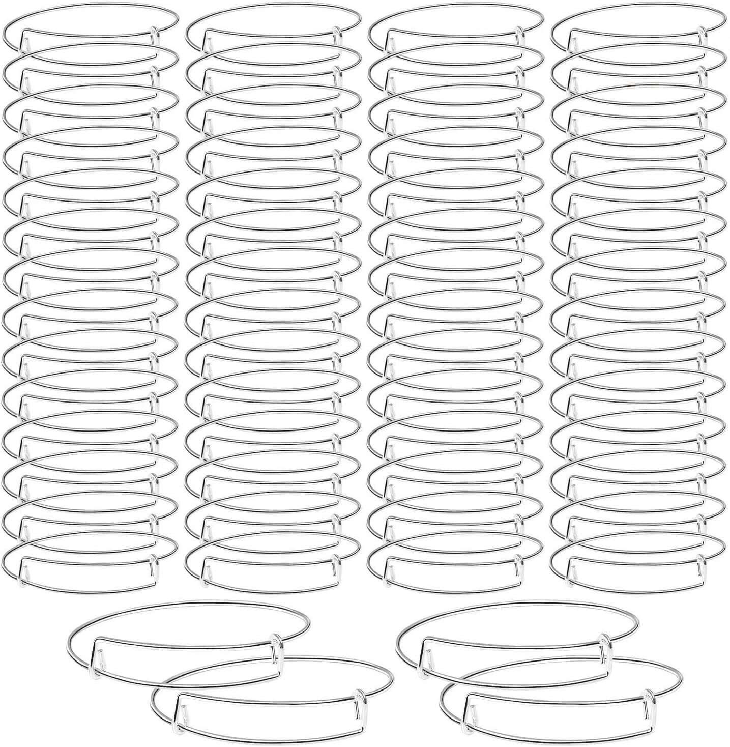 60 Pack Expandable Bangle Bracelets Adjustable Wire Bracelets for Jewelry Making