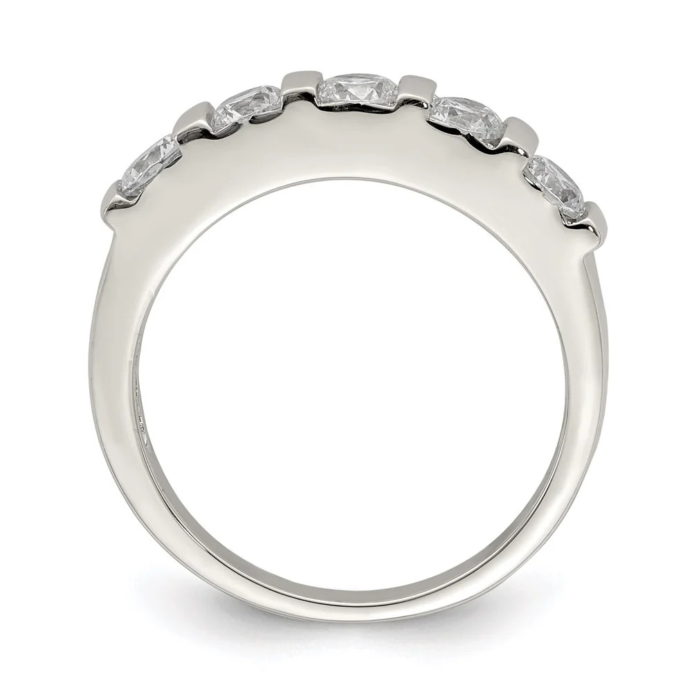 Sterling Silver Rhodium-Plated CZ 5-Stone Ring